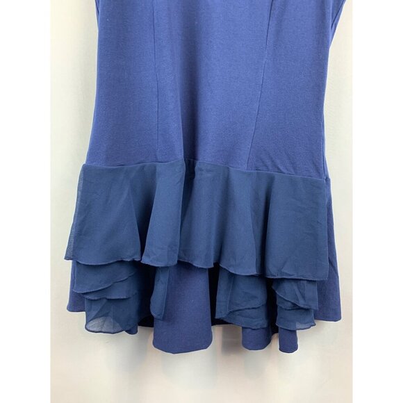 Kathleen Kirkwood Sleeveless Blue Dress With Ruffle Hem M - Picture 4 of 6